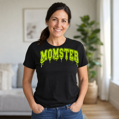 Neon Momster Scary Graphic Print Halloween Funny T-Shirt