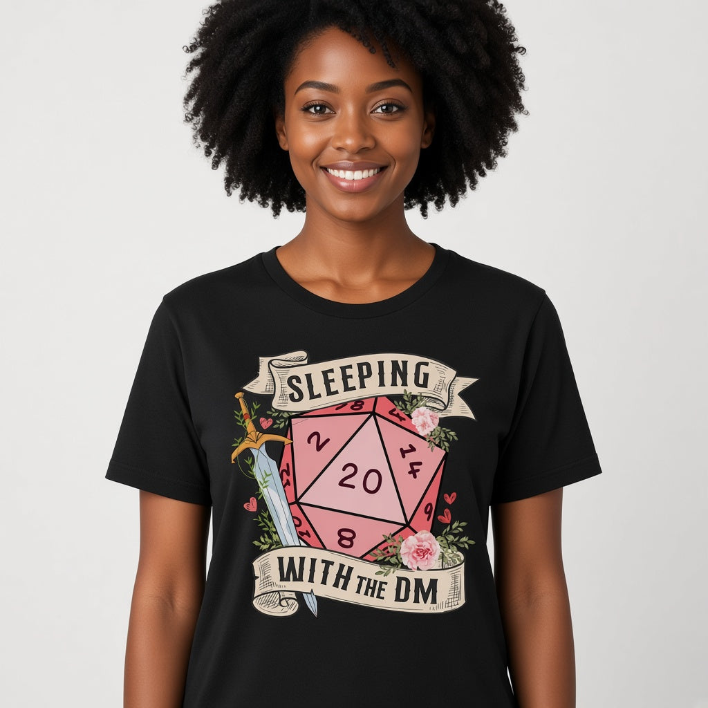 Sleeping With the DM Funny D&D D20 T-Shirt