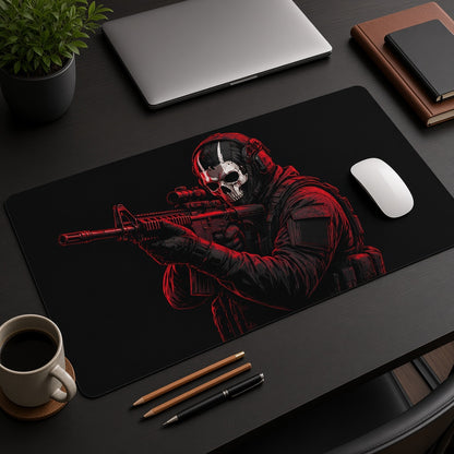Red Skull Mask Tactical Soldier Desk Mat