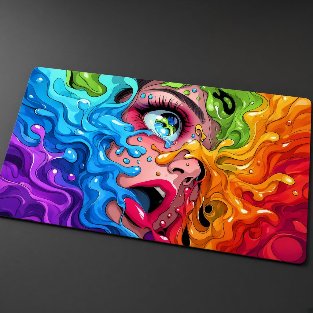 Colorful Paint Drip Pop Art Face Desk Mat
