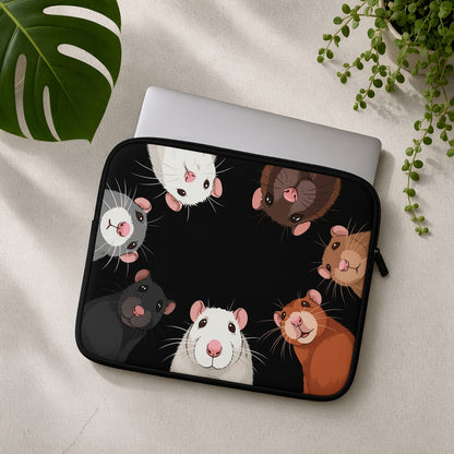 Cute Rats Peeking In on a Black Laptop Sleeve