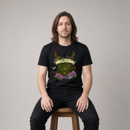 Floral Druid Dice Crest T-Shirt for D&D Players