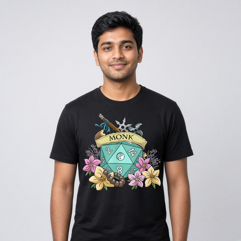Monk Dice Crest T-Shirt for D&D Players