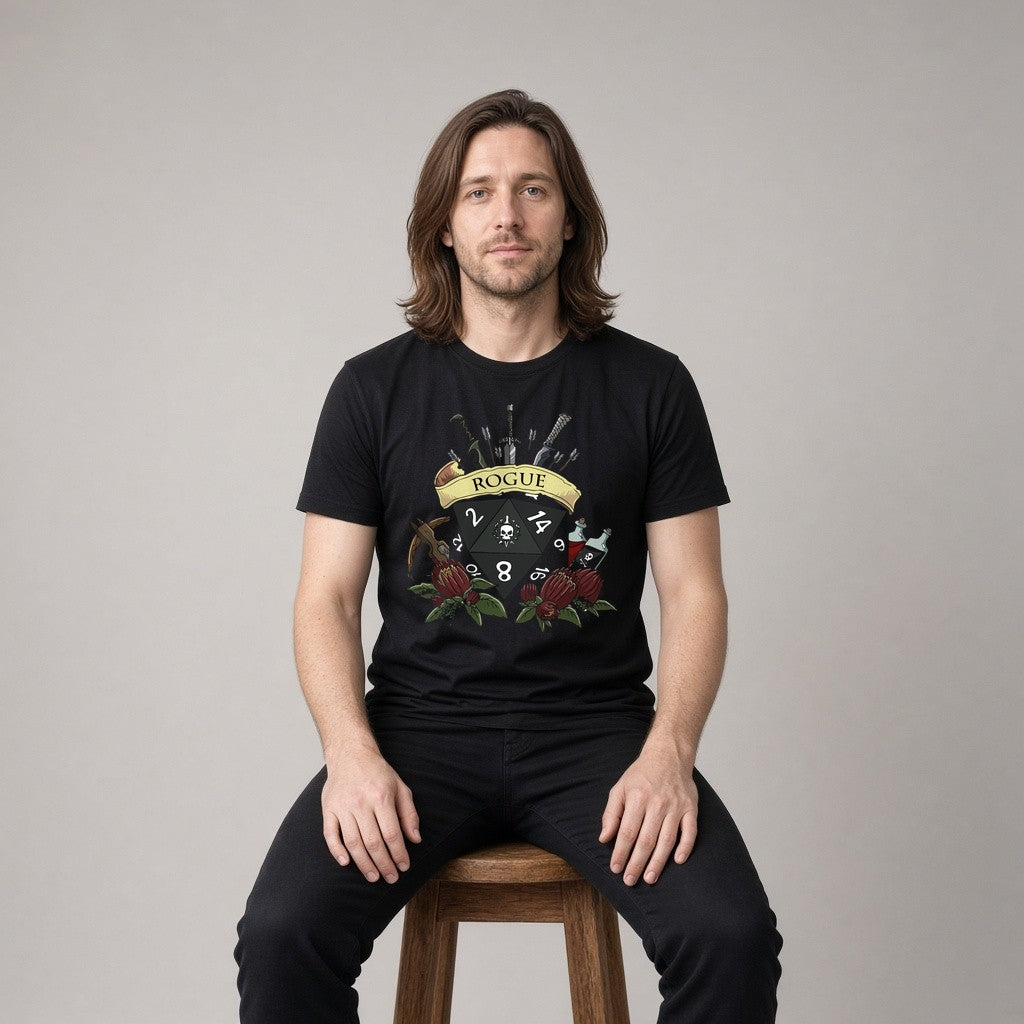 Rogue Dice Crest T-Shirt for D&D Players