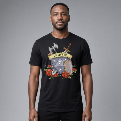 Fighter Dice Crest T-Shirt for D&D Players
