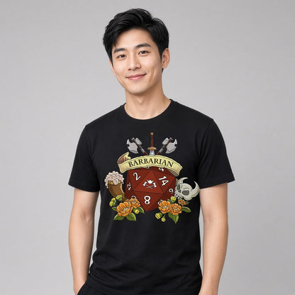 Barbarian Dice Crest T-Shirt for D&D Players