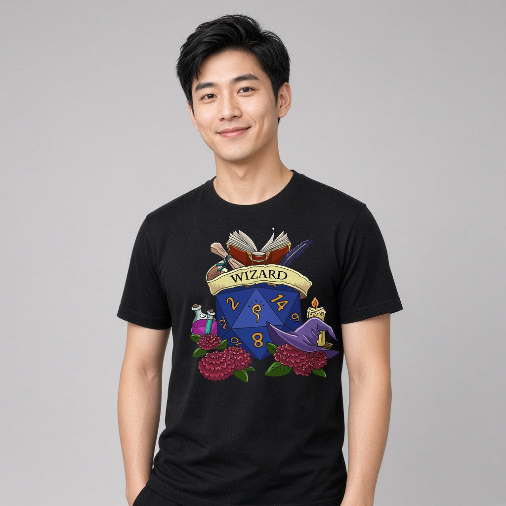 Wizard Dice Crest T-Shirt for D&D Players