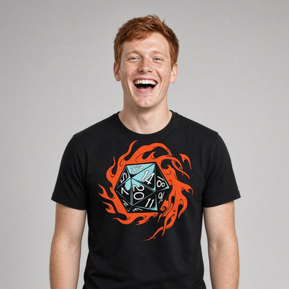 Flaming Dice T-Shirt for D&D Players