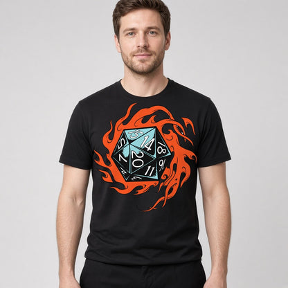 Flaming Dice T-Shirt for D&D Players