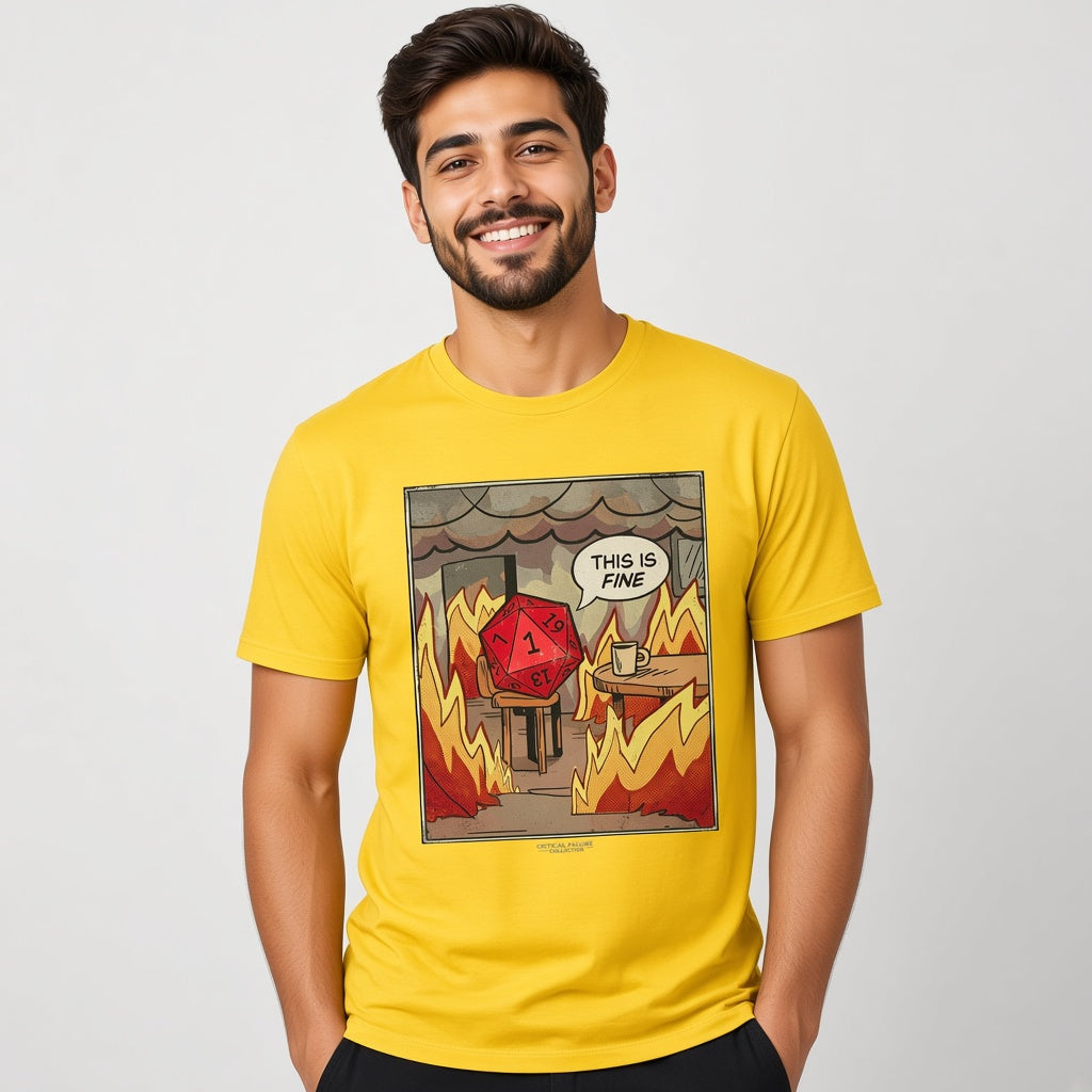 This Is Fine Funny D&D D20 T-Shirt