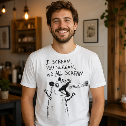 I Scream You Scream We All Scream Funny Opossum Dark Humor T-Shirt