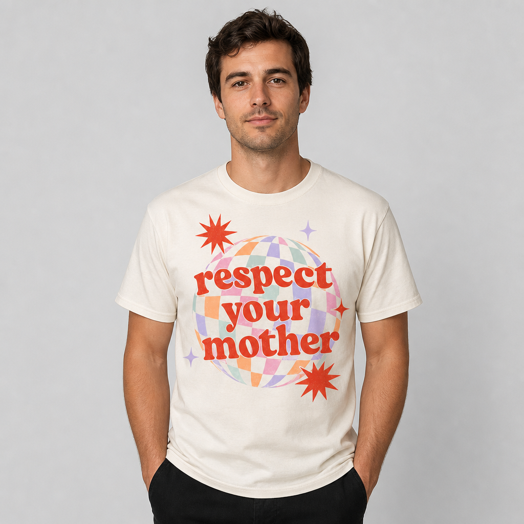 Respect Your Mother Disco Ball Retro Funny Mom Gift T-Shirt