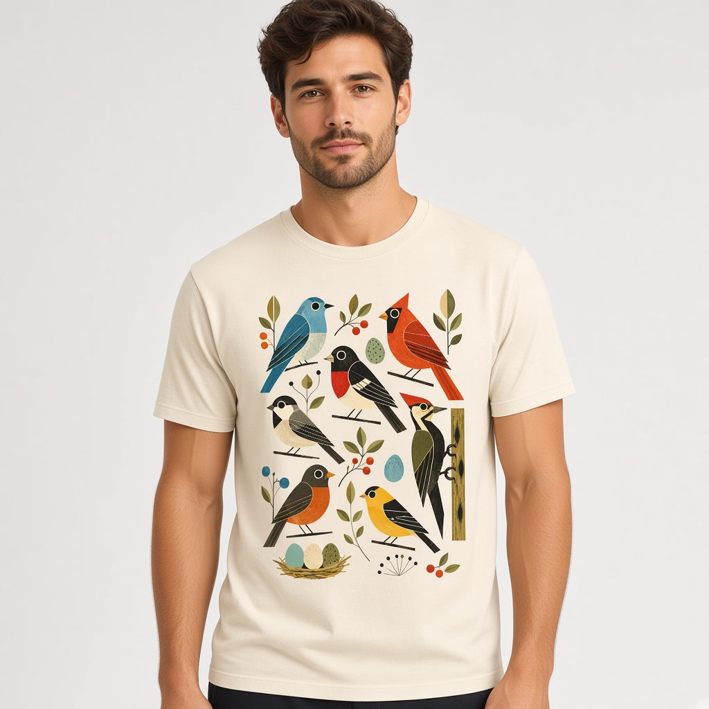 Retro Backyard Birds T-Shirt for Bird Watchers
