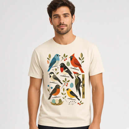 Retro Backyard Birds T-Shirt for Bird Watchers