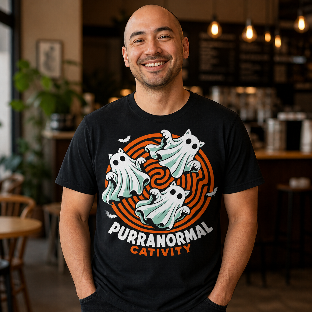 Purranormal Cativity Ghost Cat Halloween Funny Parody T-Shirt