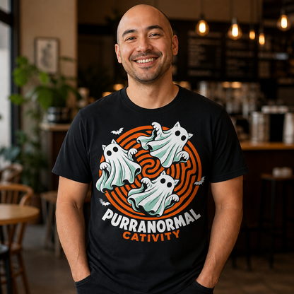 Purranormal Cativity Ghost Cat Halloween Funny Parody T-Shirt