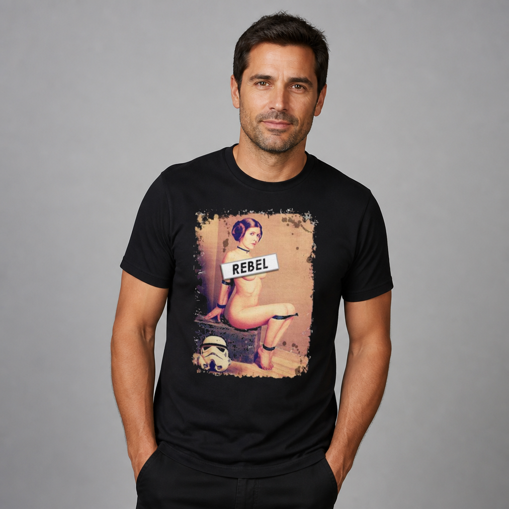 REBEL Funny Sci-Fi Princess Parody Pin Up T-Shirt