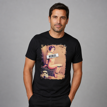 REBEL Funny Sci-Fi Princess Parody Pin Up T-Shirt