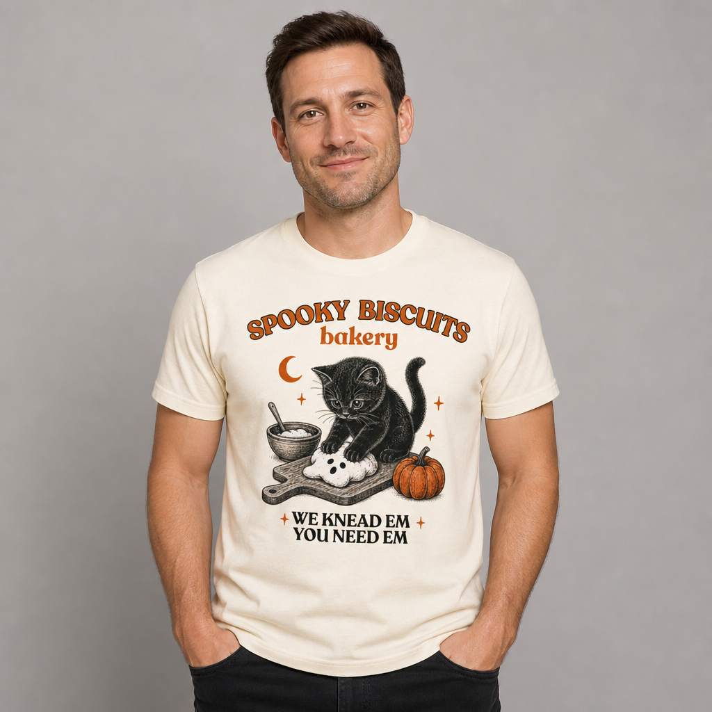 Kitty Biscuits Spooky Biscuits Halloween Bakery Cat T-Shirt