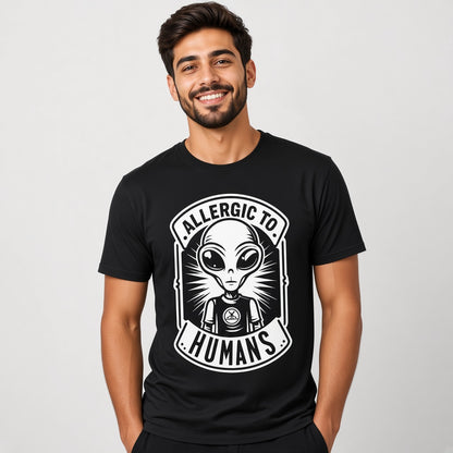 Allergic to Humans Funny Alien T-Shirt