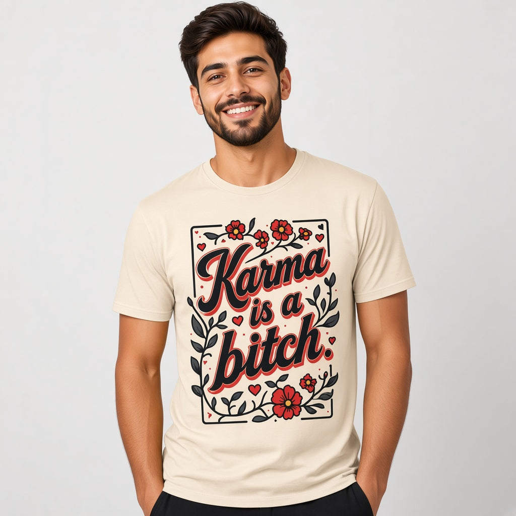 Karma Is a Bitch Funny Floral T-Shirt