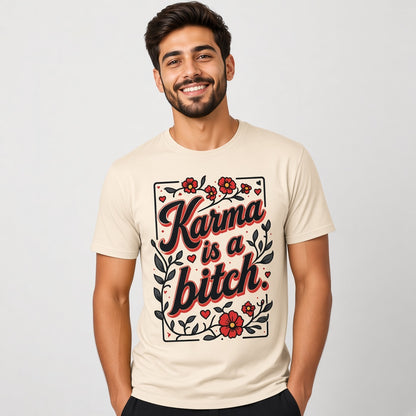 Karma Is a Bitch Funny Floral T-Shirt