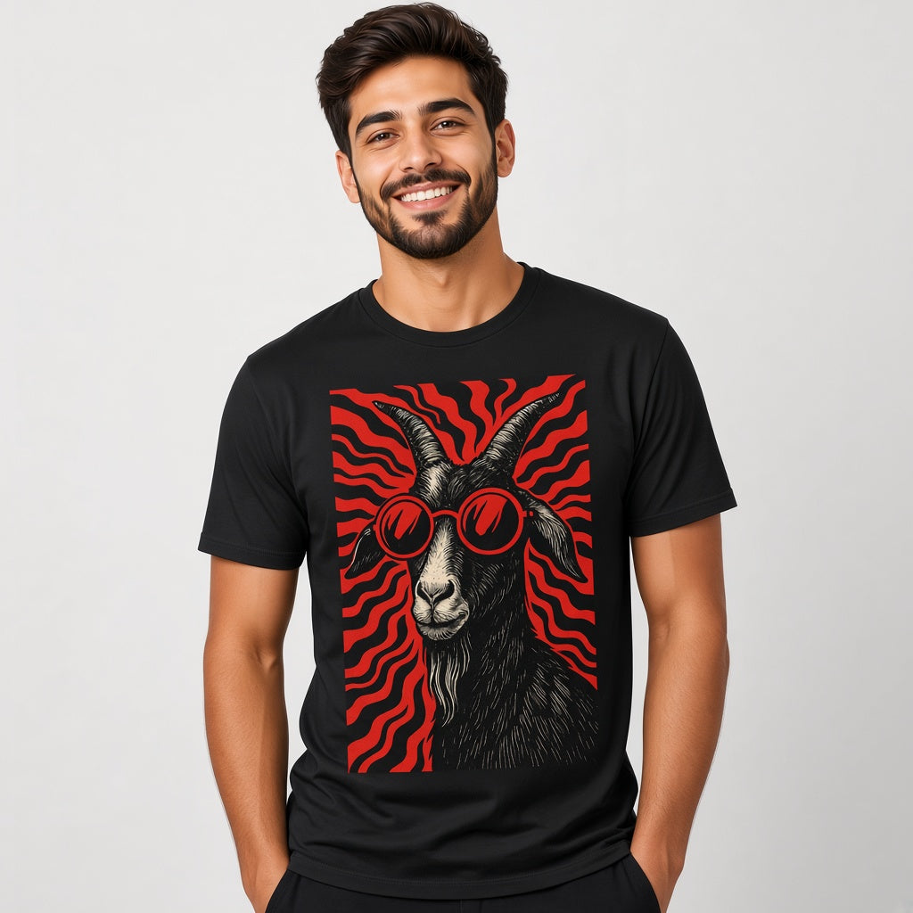Cool Goat in Red Sunglasses Retro T-Shirt
