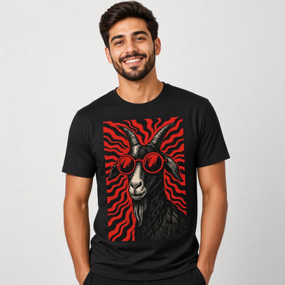 Cool Goat in Red Sunglasses Retro T-Shirt