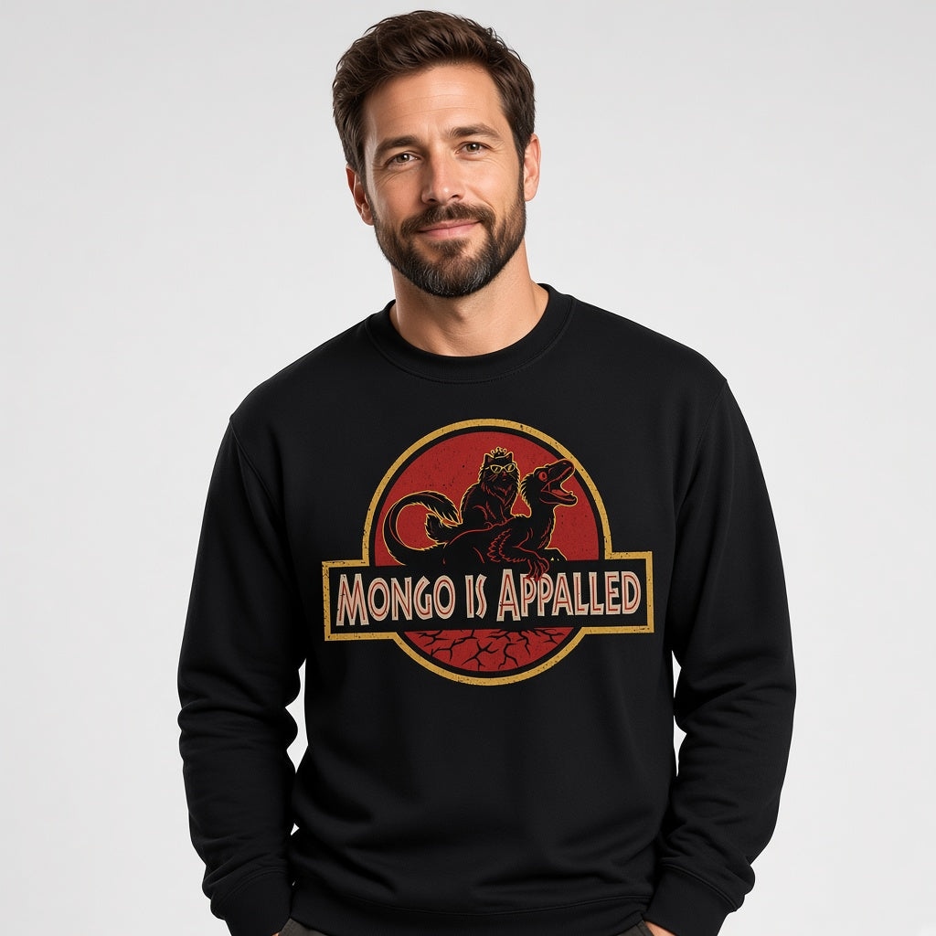 Mongo Is Appalled Funny Cat Riding Dinosaur Sweatshirt