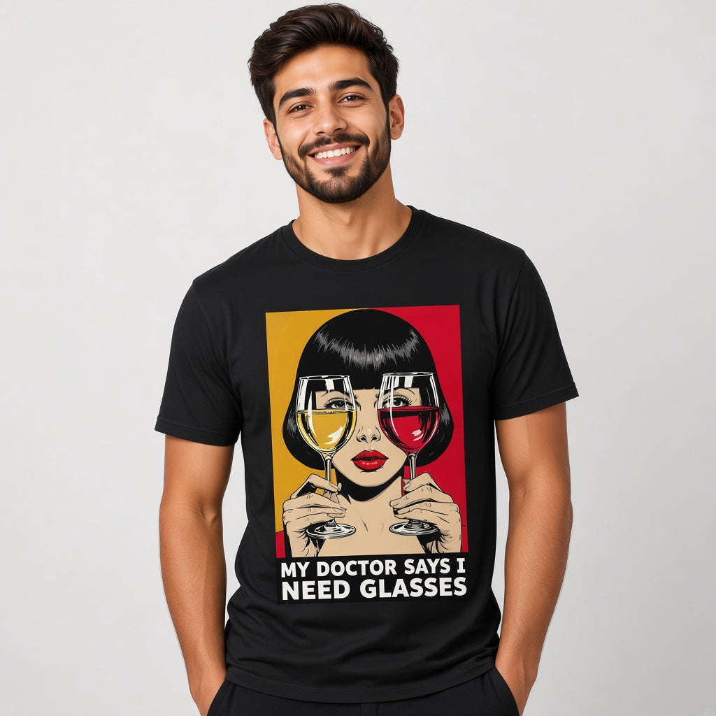 My Doctor Says I Need Glasses Funny Wine T-Shirt