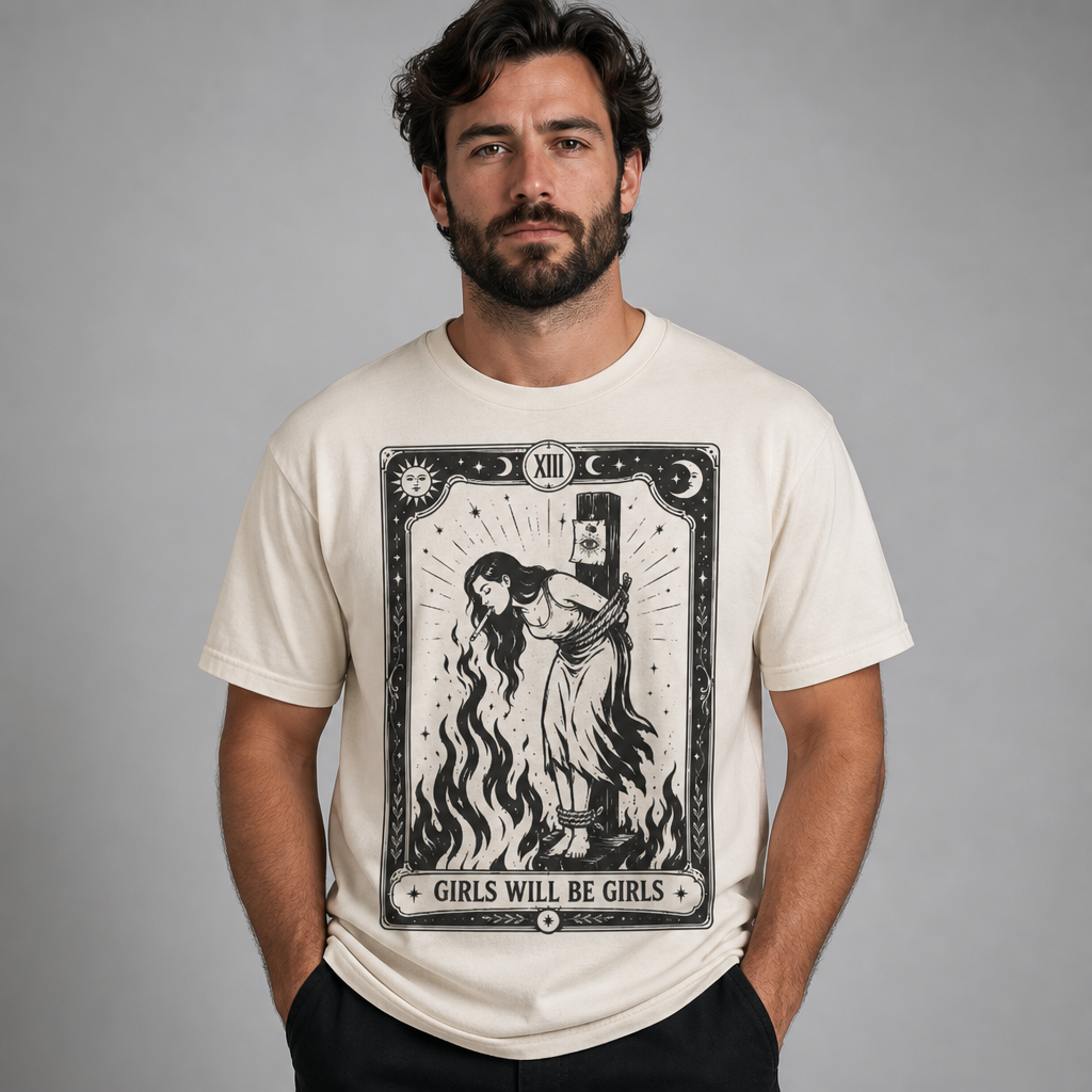 Girls Will Be Girls Witch With Cigarette Feminist Halloween Women's Rights T-Shirt