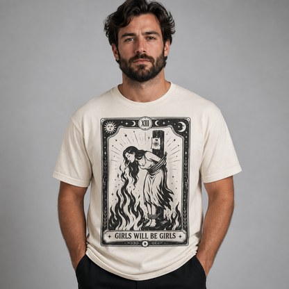 Girls Will Be Girls Witch With Cigarette Feminist Halloween Women's Rights T-Shirt