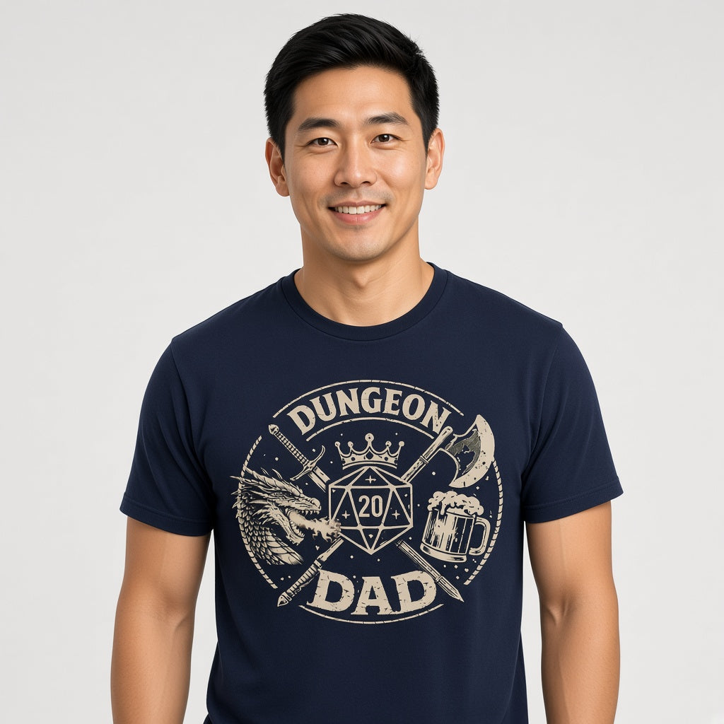 Dungeon Dad Funny D&D D20 T-Shirt