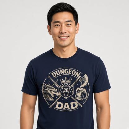 Dungeon Dad Funny D&D D20 T-Shirt