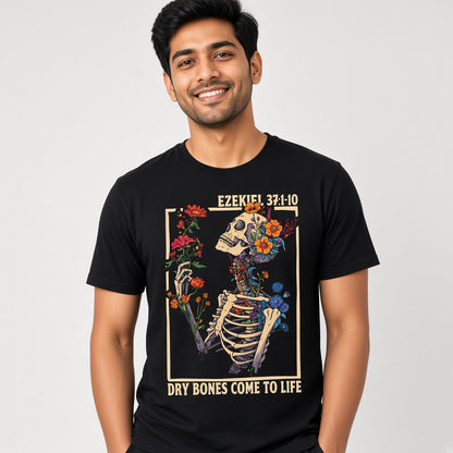 Ezekiel 37 Dry Bones Come to Life Christian Floral Skeleton T-Shirt