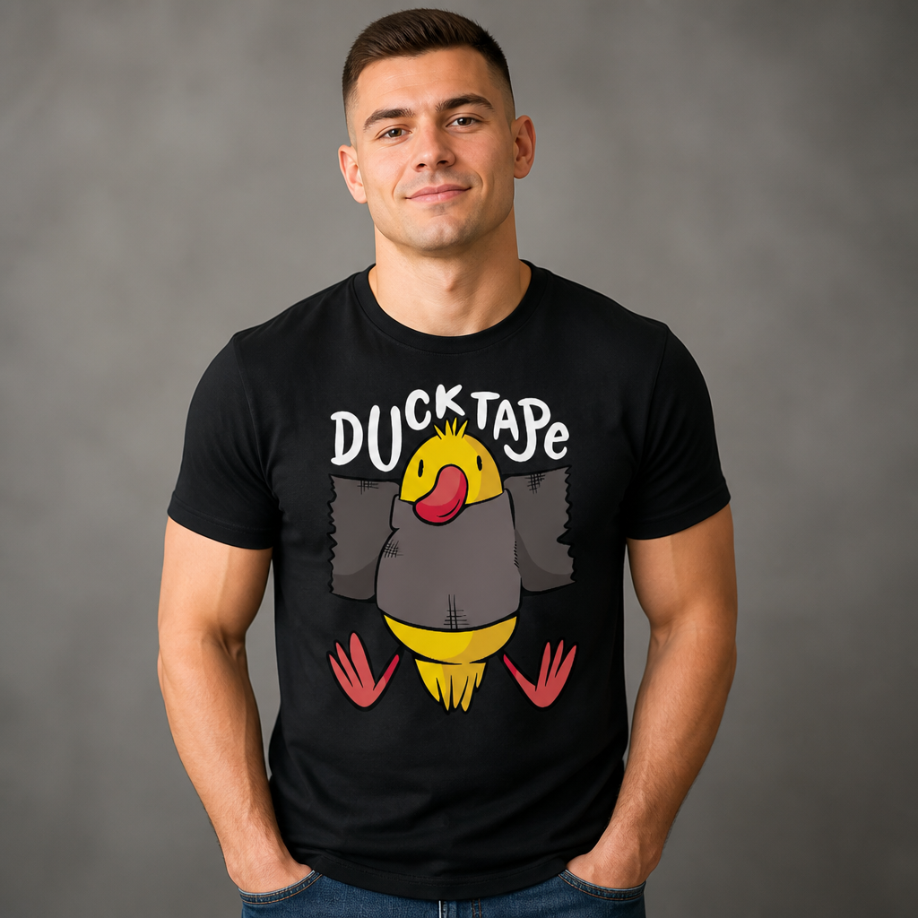 T-Shirt with a Funny Duck Tape Print