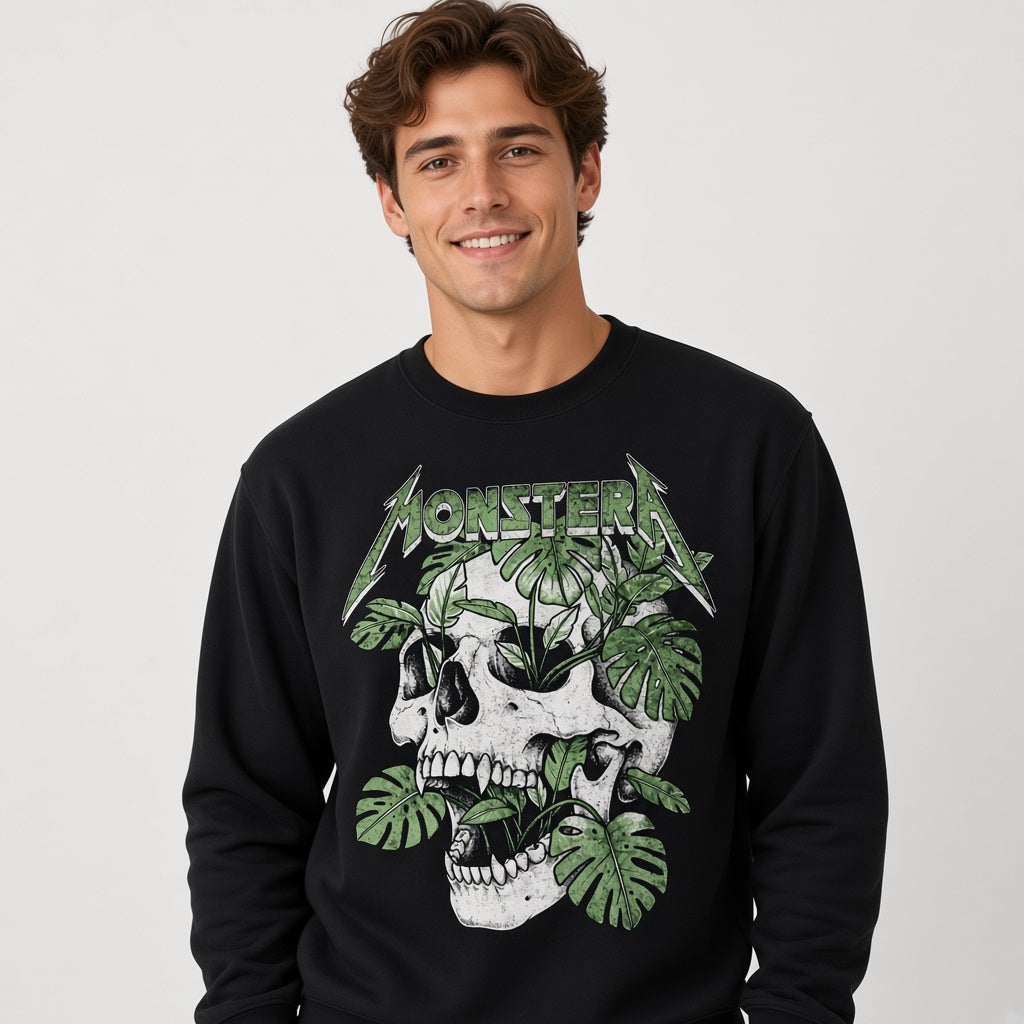 Monstera Funny Skull Plant Sweatshirt
