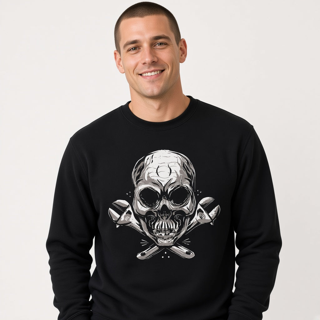 Skull with spanners sweatshirt, funny sweatshirt, graphic shirts, unisex tshirt, printed sweatshirt