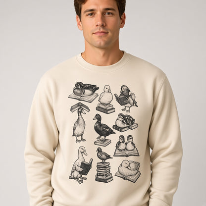 Cute Retro Sweatshirt with Reading Ducks for Book Lovers