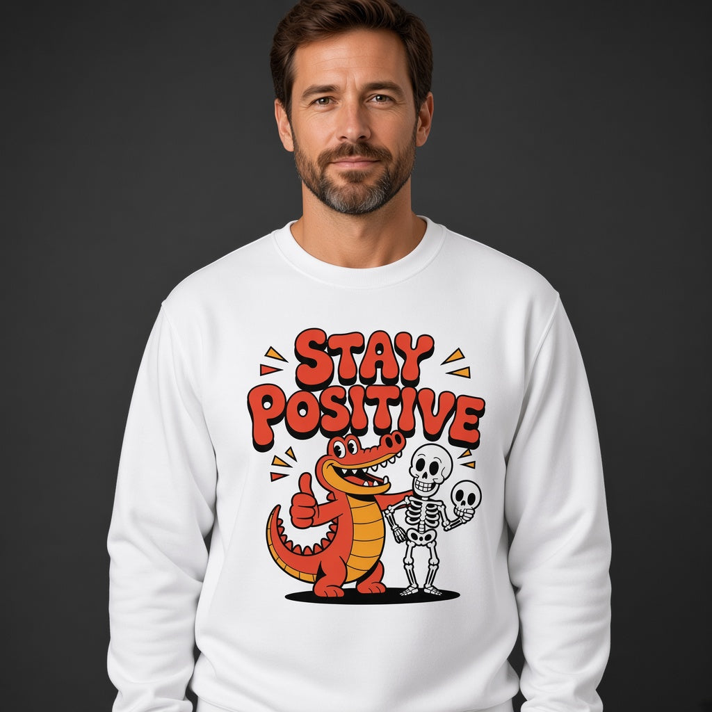 Stay Positive Alligator Thumbs Up Funny Sweatshirt