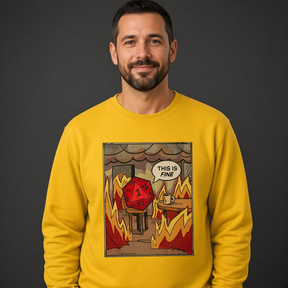 This Is Fine Funny D&D D20 Sweatshirt