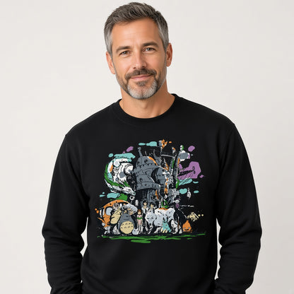 Forest Spirits Castle Collage Sweatshirt