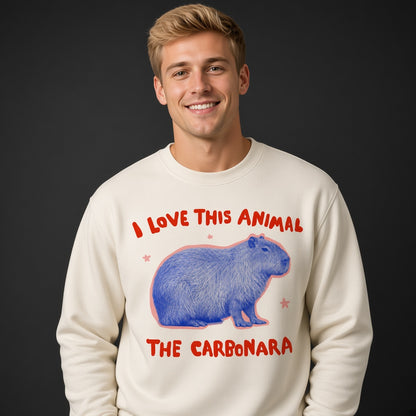 I Love This Animal The Carbonara Capybara Meme Funny Sweatshirt