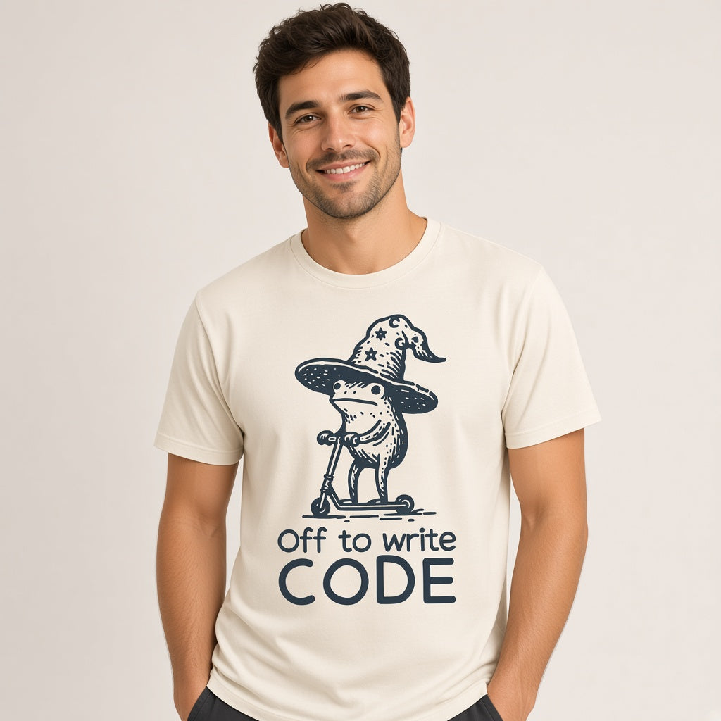 Funny Frog T-Shirt for Programmers, Off to Write Code