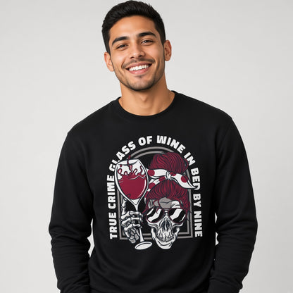 Skull with a glass of wine sweatshirt, funny sweatshirt, graphic shirts, unisex tshirt, printed sweatshirt