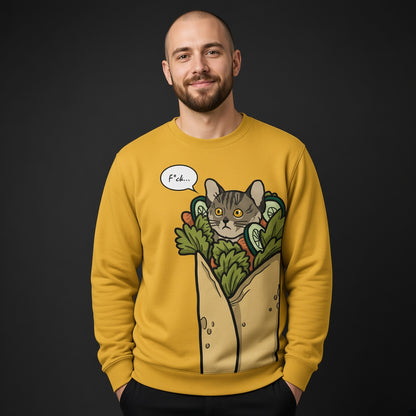Cat kebab sweatshirt, funny sweatshirt, 3d graphic shirts, all over print (AOP)