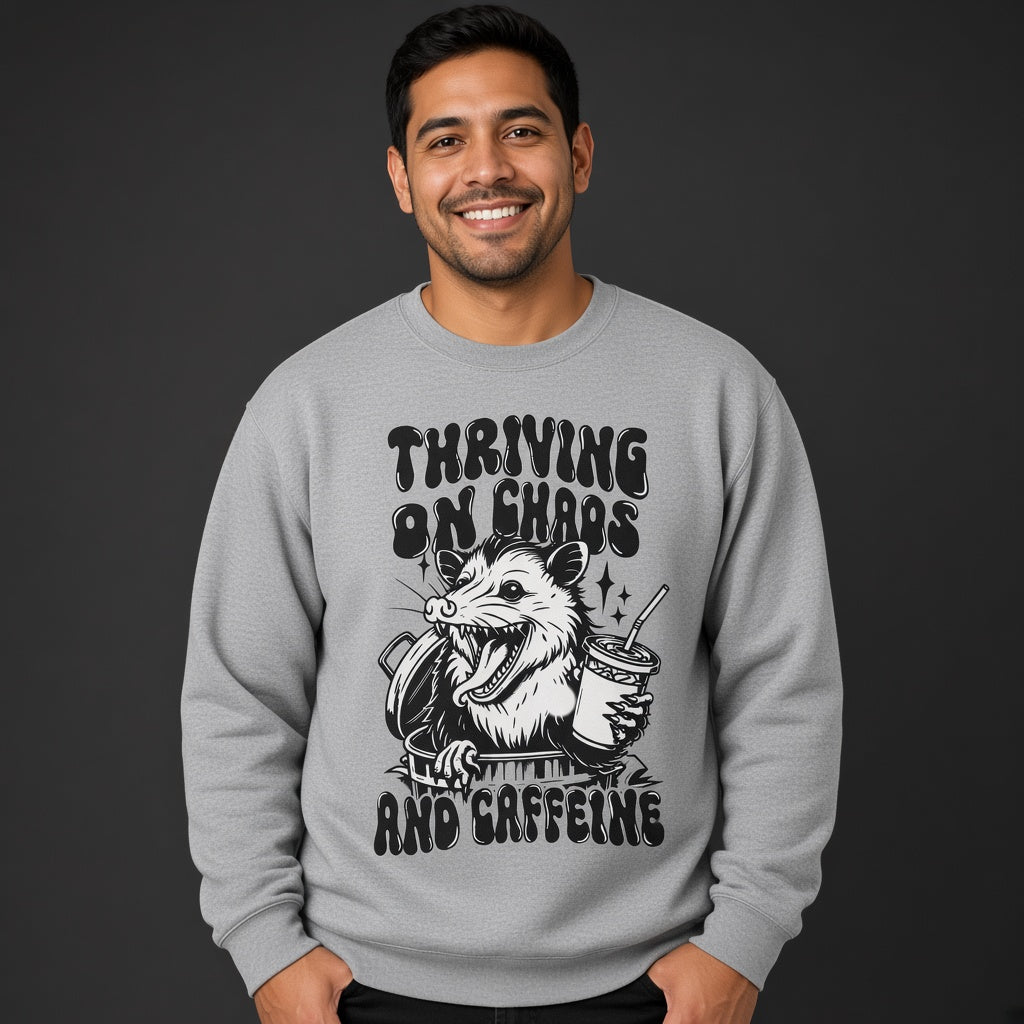 Thriving on chaos and caffeine Sweatshirt, Funny Unisex sweatshirt