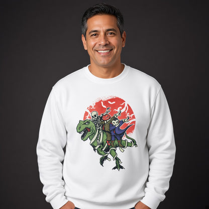 Monsters on dinosaur sweatshirt, funny sweatshirt, graphic shirts, unisex tshirt, printed sweatshirt
