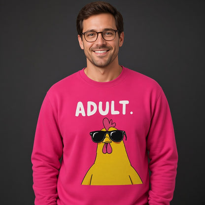 Adult Chicken in Sunglasses Funny Sweatshirt