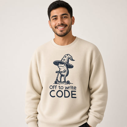 Funny Frog Sweatshirt for Programmers, Off to Write Code